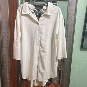 Missguided Cream Casual Button Down Shirt